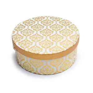 Round Hat Box Large (Bead And Ribbon)